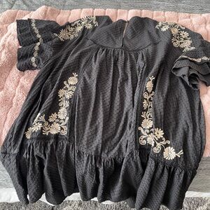 Embroidered Black Women's short dress